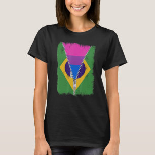 Camiseta Bandeira bissexual do Brasil Zip Orgulho Lgbt do B
