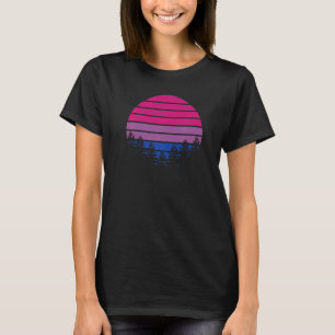 Camiseta Bandeira Bissexual Pôr do Sol Retro Apoio Orgulho