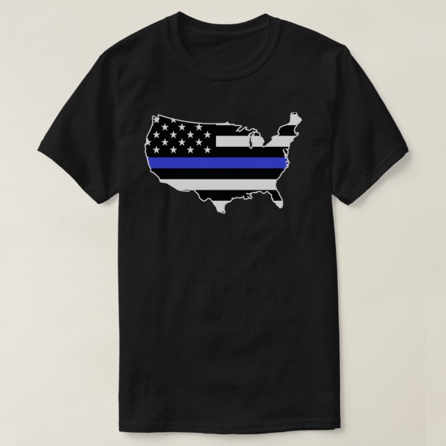 Camiseta Bandeira Blue Lives USA (Frente do Design)
