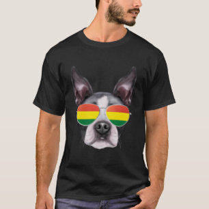 Camiseta Bandeira Bolívia Boston Terrier Dog Bolívia Pocket