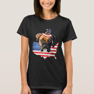 Camiseta Bandeira Boxer Smile Boxer Dog American Flag