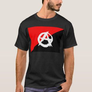 Camiseta Bandeira branca do anarquista e vermelha preta