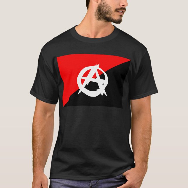 Camiseta Bandeira branca do anarquista e vermelha preta (Frente)