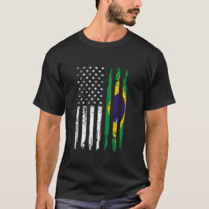 Camiseta Bandeira Brasil Metade América Americana E Brasile