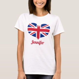 Camiseta Bandeira BRITÂNICA dada forma coração  