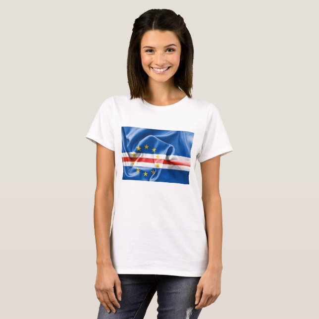 Camiseta Bandeira Cabo Verde (Frente Completa)