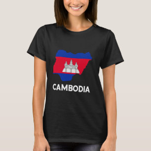 Camiseta Bandeira Cambojana Mapa Orgulho Cambojano Raízes C