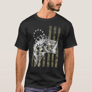 Camiseta Bandeira Camuflada Dos EUA Para Pescador De Robalo