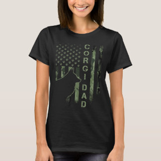 Camiseta Bandeira Camuflada EUA Vintage Orgulhoso Pai Corgi