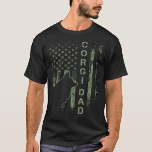 Camiseta Bandeira Camuflada EUA Vintage Orgulhoso Pai Corgi