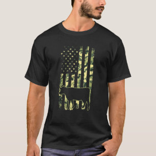 Camiseta Bandeira Camuflada Vaca Animal Patriótico