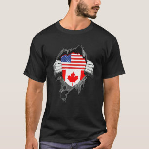 Camiseta Bandeira Canadense Americana RAÍZES Canadá EUA Dia