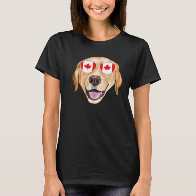 Camiseta Bandeira Canadense Cachorro Labrador Retriever Ama (Frente)