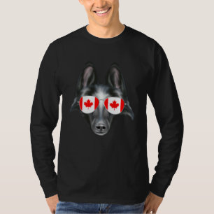 Camiseta Bandeira Canadense Cão Sheepdog Belga Canadá Bolso