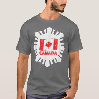 Camiseta Bandeira canadense com floco de neve branco