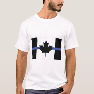 Camiseta Bandeira canadense com linha azul, linha azul fina
