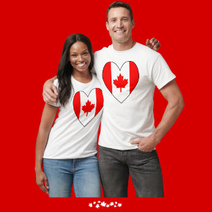 Camiseta Bandeira Canadense em forma de coração