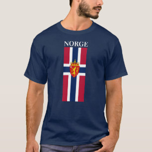 Camiseta Bandeira/Casaco de armas da Noruega