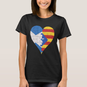 Camiseta Bandeira Catalã Escocesa Coração