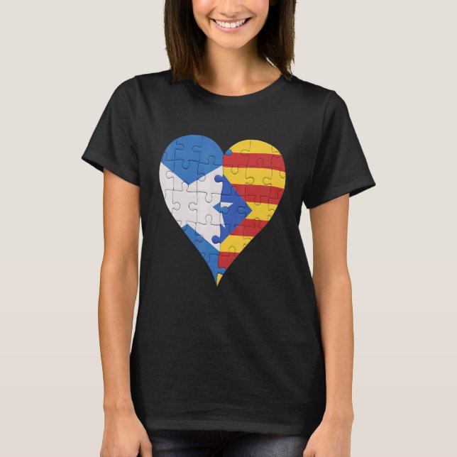 Camiseta Bandeira Catalã Escocesa Coração (Frente)