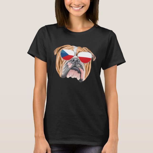 Camiseta Bandeira Checa Buldogue Cachorro República Checa B (Frente)