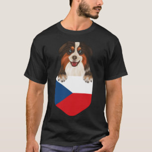 Camiseta Bandeira Checa Miniatura Cão-Pastor Americano Em P