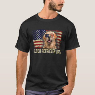 Camiseta Bandeira Clássica Retro EUA Retriever Dourado Pai