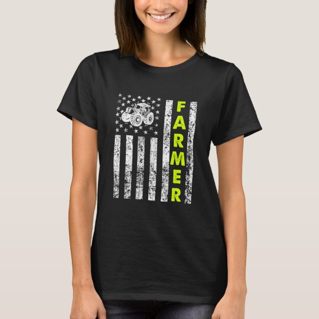 Camiseta Bandeira com Trator Patriótico Farmer (Frente)
