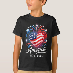 Camiseta Bandeira Coração 1776 2026 4 de Julho 250º Anivers