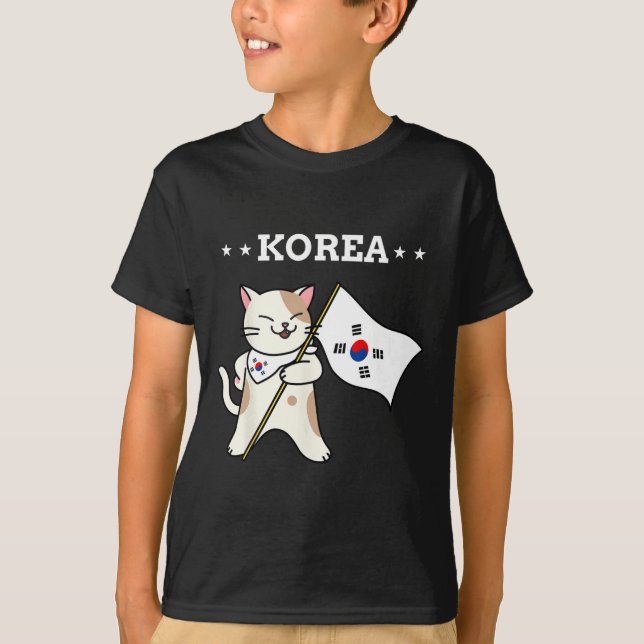 Camiseta Bandeira Coreana e Coreia do Sul do Gato (Frente)