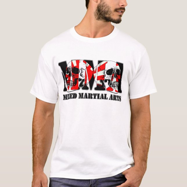Camiseta Bandeira & crânios misturados de Japão das artes (Frente)