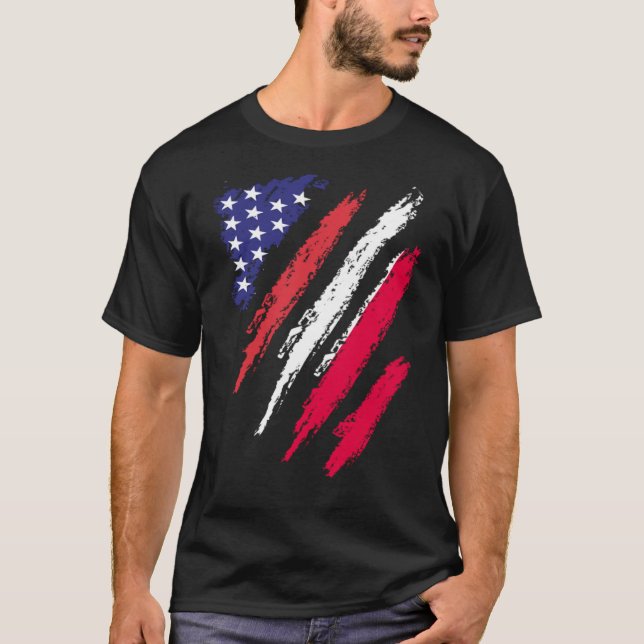 Camiseta Bandeira Crescente Polônia Americana Patriot Herit (Frente)