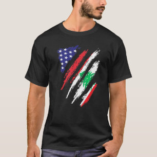 Camiseta Bandeira Crescida Americana do Líbano EUA Mês do P