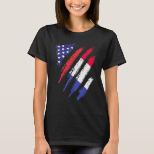Camiseta Bandeira Crescida na França Americana EUA Mês do P