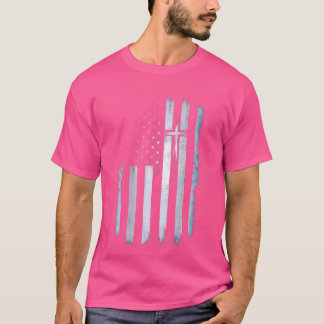 Camiseta Bandeira Cristã Americana Cruza-Nos Patriota Crist