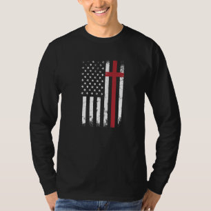 Camiseta Bandeira Cristã Americana Usa Patrimônio Deus Orgu