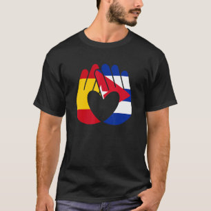 Camiseta Bandeira Cuba Espanha Sinalizador Amizade Irmandad