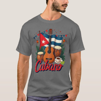 Camiseta Bandeira Cubana Cuba Mês Nacional da Herança Hispâ