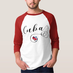 Camiseta Bandeira cubana Heart, Bandeira do Coração de Cuba