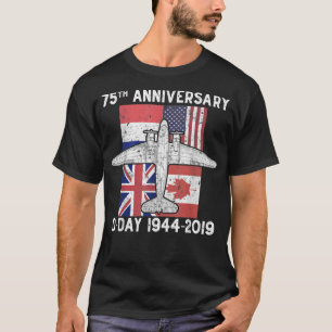 Camiseta Bandeira D-Day Normandy Aterrissagem 75º Aniversár