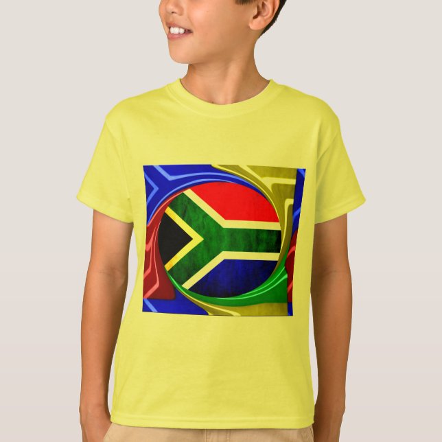 Camiseta Bandeira da África do Sul: Motif Dinâmico de Rodov (Frente)