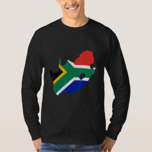 Camiseta bandeira da África do Sul no contorno da África do