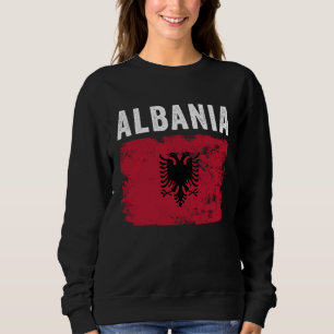 Camiseta Bandeira da Albânia Distressed  Homens Mulheres Cr