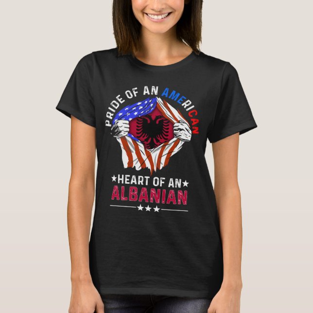 Camiseta Bandeira da Albânia estrangeira americana albanesa (Frente)