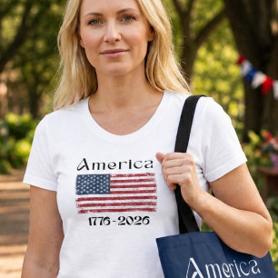 Camiseta Bandeira da América de 1776 a 2026 Aniversário de 