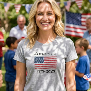 Camiseta Bandeira da América de 1776 a 2026 Aniversário de 