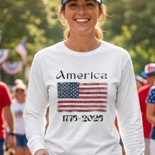 Camiseta Bandeira da América de 1776 a 2026 EUA 250 Anivers
