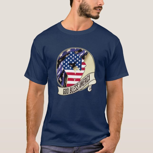 Camiseta Bandeira da AMÉRICA DEUS ABENÇOE Patriótica (Frente)