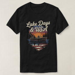 Camiseta Bandeira da América EUA: Barco de pesca dos dias d