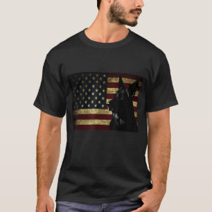 Camiseta Bandeira da América German shepherd Negra 4 de jul